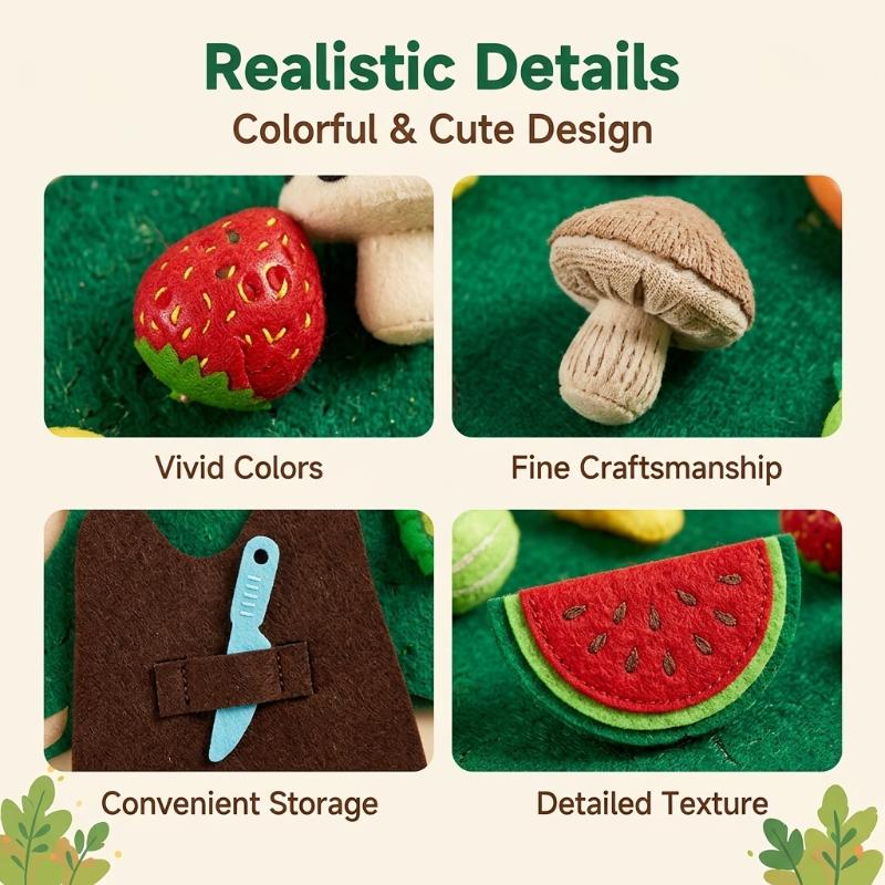 1 Set Fruits Pretend Play Kitchen Games Baby Felt Board Play Food Toys Wall Sticker Fine Motor Skills Early Educational Toy