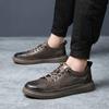 New Shoes for Men Genuine Leather Casual Shoes Fashion Concise Flat Skateboard Shoes Street Cool Sneakers