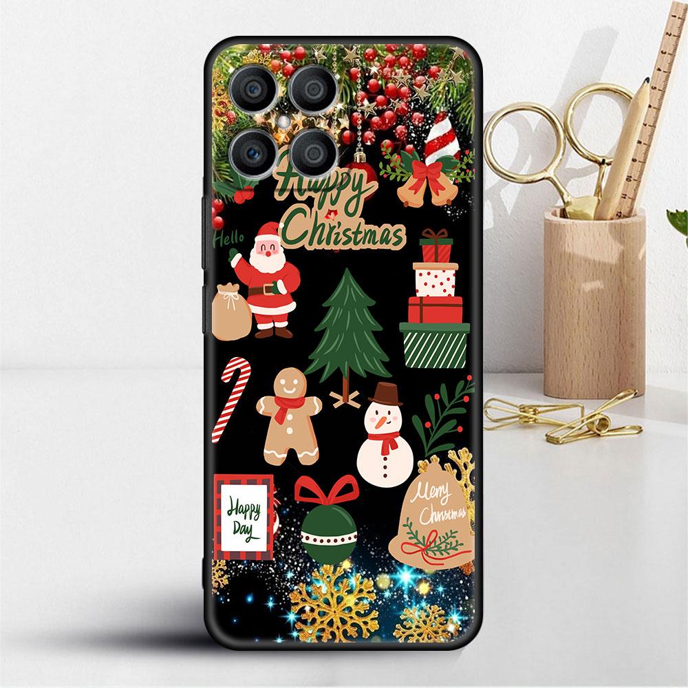 

Рождественский чехол с милым изображением лося и красным носом для Huawei Honor X8 X9 P50 X7 50 20 8X Play 9A P40 P30 Lite P Smart 2021, черный чехол для телефона Honor X8