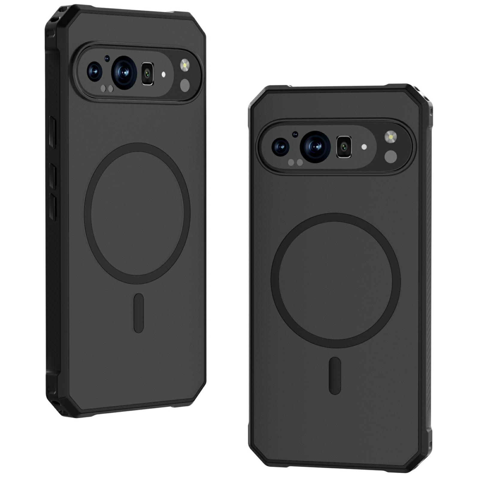 

For Google Pixel 9 Pro XL Case Compatible with MagSafe Protective TPU+PC Hybrid Phone Cover Clear Black