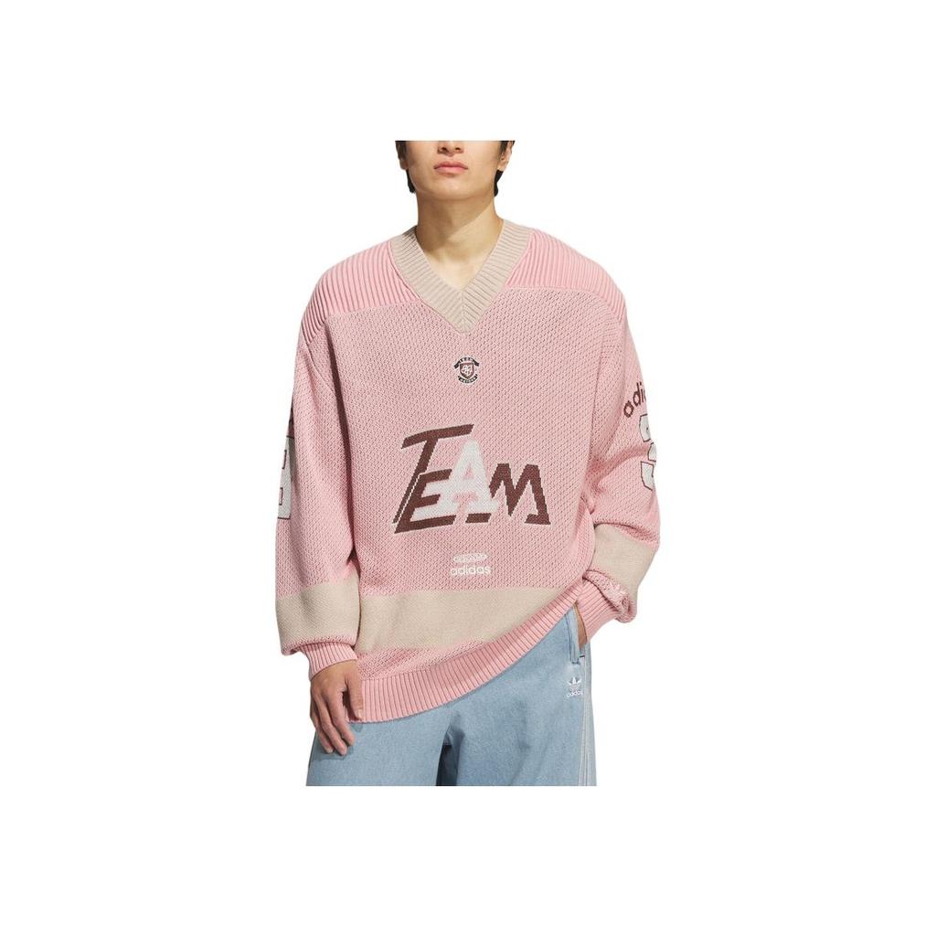 adidas Originals Team Loose V-Neck Pullover Long Sleeve Knit Sweater Men Sweater KF4468