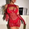 Female Fashion Short Skirt Night Club Party Wear Ladies Sexy Mesh Hollow Transparent Bodycon Dress Erotic Tight Lingerie Costume