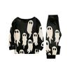 Parent-Child Halloween Printed Long Sleeve Pajama Set with Matching Tops and Pants for Family
