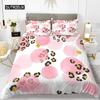 Leopard Print Duvet Cover Set Pink Girly Chic Cheetah Print Bedding Set for Boy Teen Polyester Wild Animal Theme Comforter Cover Three Piece Set
