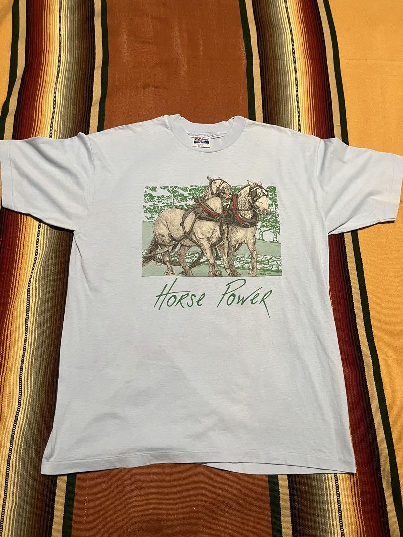 

[USED] 80s USA Made Hanes Animal T-Shirt Horse Power XL