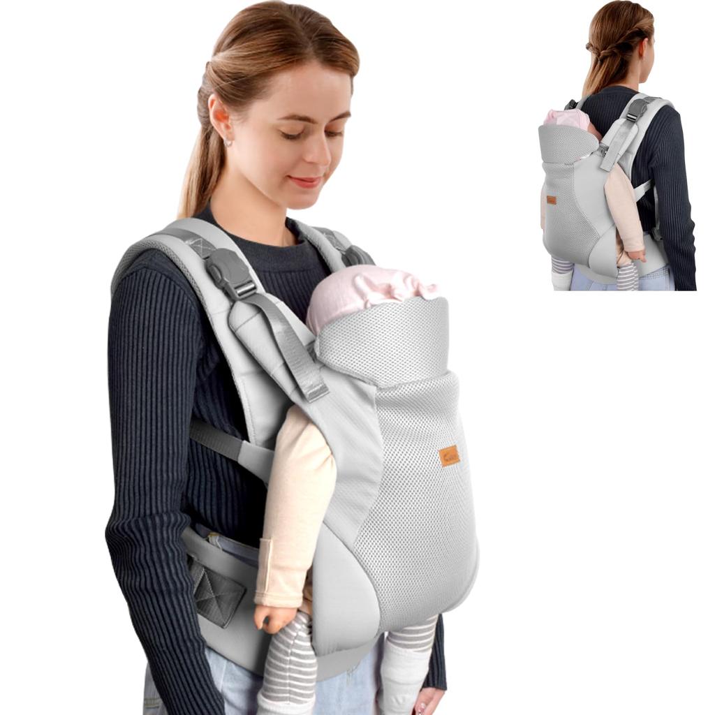 CUBY Baby Carrier for Newborns with Lumbar Support and Drool Cover Back Carrying Lightweight Suitable for Babies After Neck Support (Face-Facing,