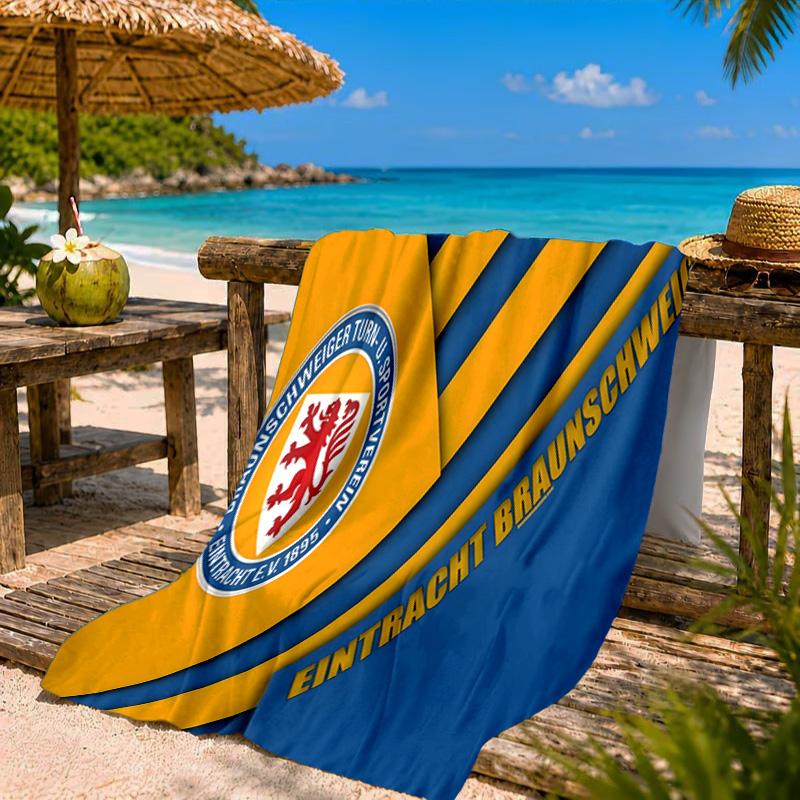 Braunschweig FC Wappen Design Strandtuch Mikrofaser Strandtuch, Leicht und Schnelltrocknend, für Sommerreisen, Schwimmbad Fan Geburtstagsgeschenk