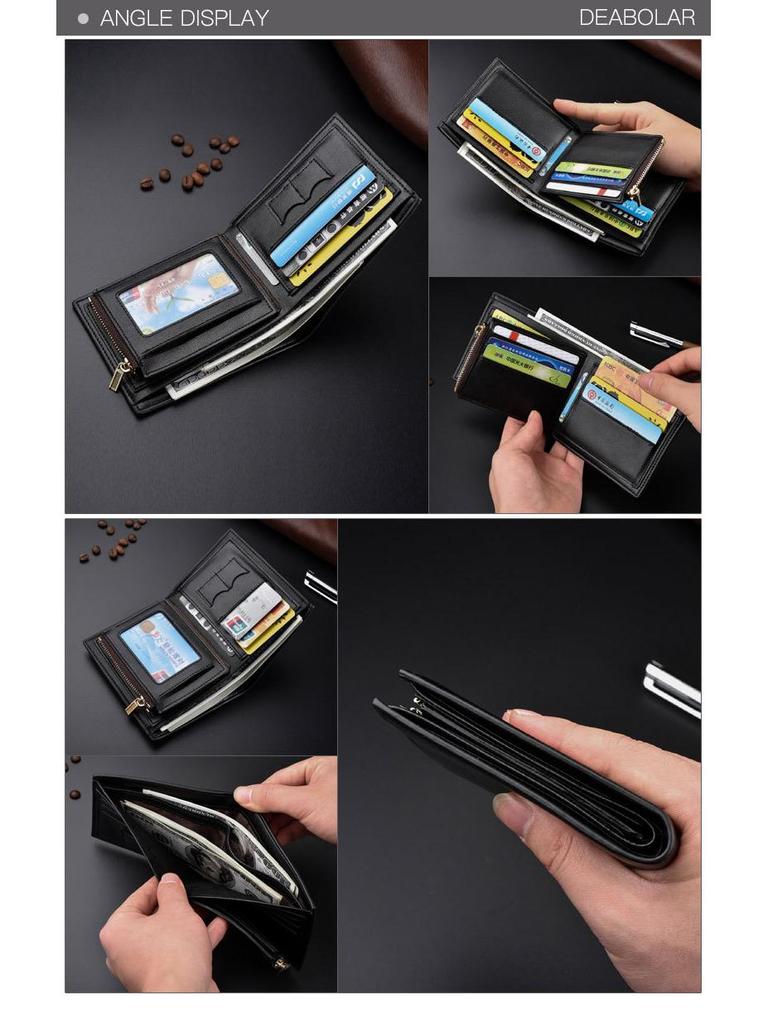 Men's Korean Style Short Trifold Wallet - Large Capacity Leather Wallet with Multi-Card Slots (2019 Edition)