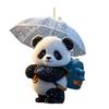 Panda Christmas Ornament 2D Acrylic Cartoon Panda Christmas Tree Hanging Ornament Cute Car Interior Accessories for Car Rear View Mirror Xmas