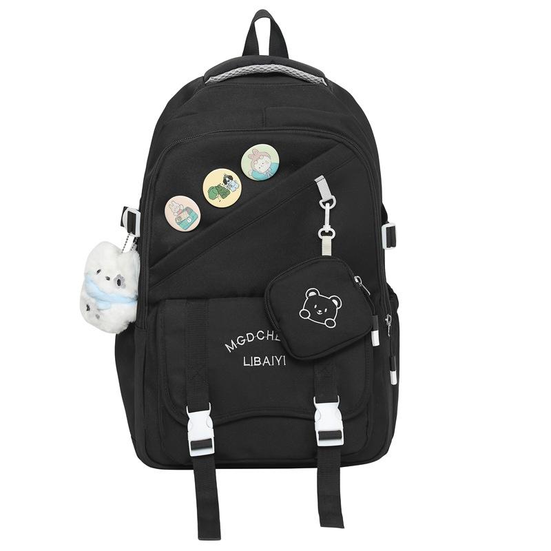 

Student schoolbag summer new large-capacity junior high school student college style contrasting color backpack чорний