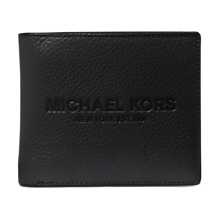 

Michael Kors MK Cooper Metal Logo Flip Closure Leather Wallet Men wallet Black 36S4LCOF3I-BLACK Basic Set (Bag+Box)