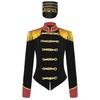 Womens Ringmaster Costume Circus Carnival Party Long Sleeve Stand Collar Fringe Shoulder Jacket Coat Hat Set