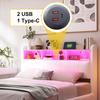 Zwevend design gestoffeerd bed 140*200 gemaakt van linnen stof, multifunctioneel opbergbed met LED-licht, USB en TYPE-C interface beige