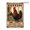 [2D Flat] 1pc Inverted Spelling Is Coffee" Wall Hanging Decor - Rustic Iron Poster with Rooster Design, Ideal for Home Bar Decor