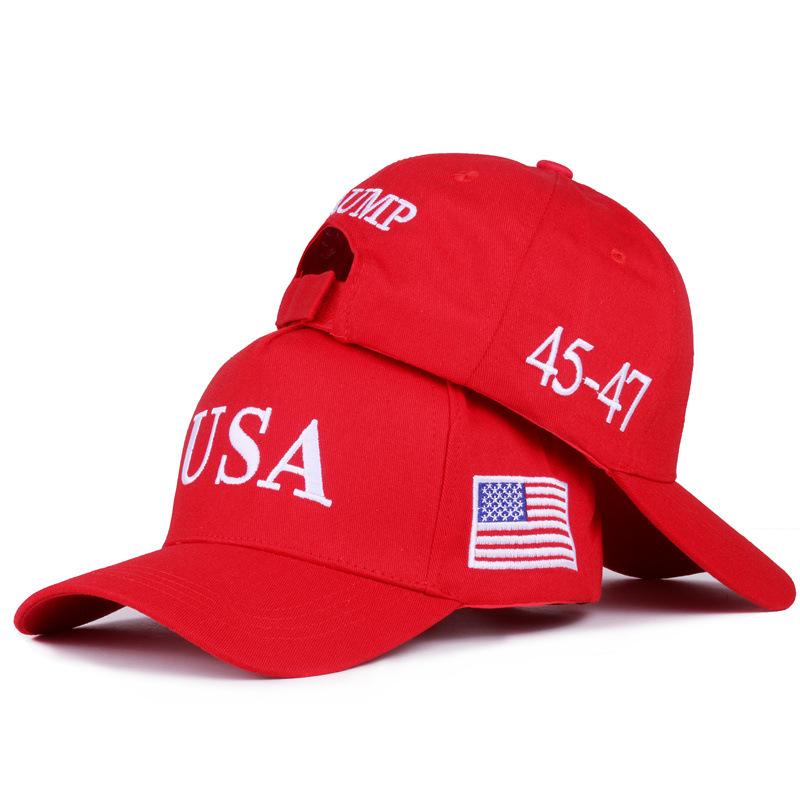 2024 Neue Amerikanische Wahlmütze Buchstabe Gestickt Rote Kappe Amerikanische Flagge Baseballkappe Party Versammlungs Mütze
