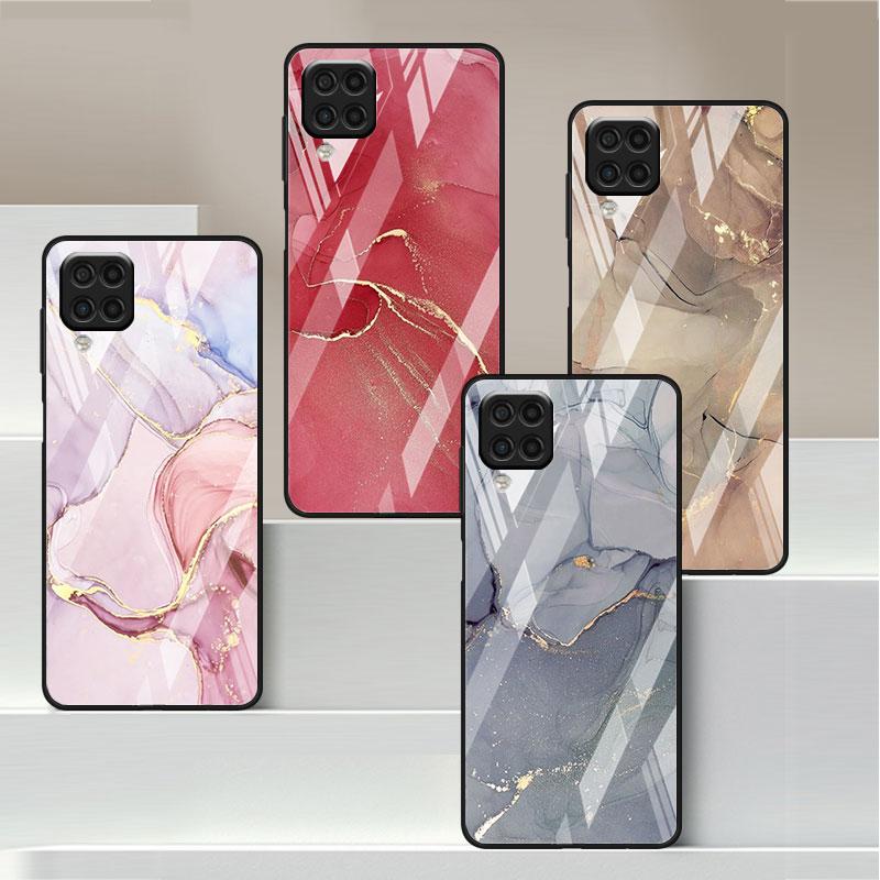 Marmor Mønster 3 Glass Deksel For Samsung Galaxy A52 A71 A50 A51 A70 A21s A31 A72 A10 A12 A30 A22 5G Telefondeksel