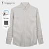 Men's 100% Cotton Embroidered Vertical Stripe Long Sleeve Casual Shirt