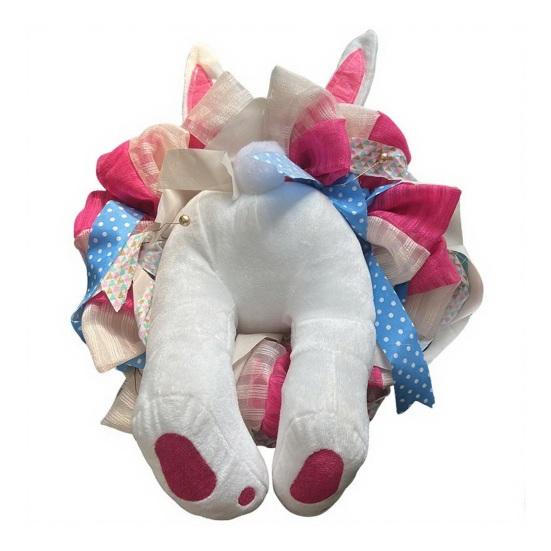 Easter Bunny Butt Wreath for Front Door Plush Rabbit Wreath with Bunny Ears for Spring Party Farmhouse Home Wall Decor