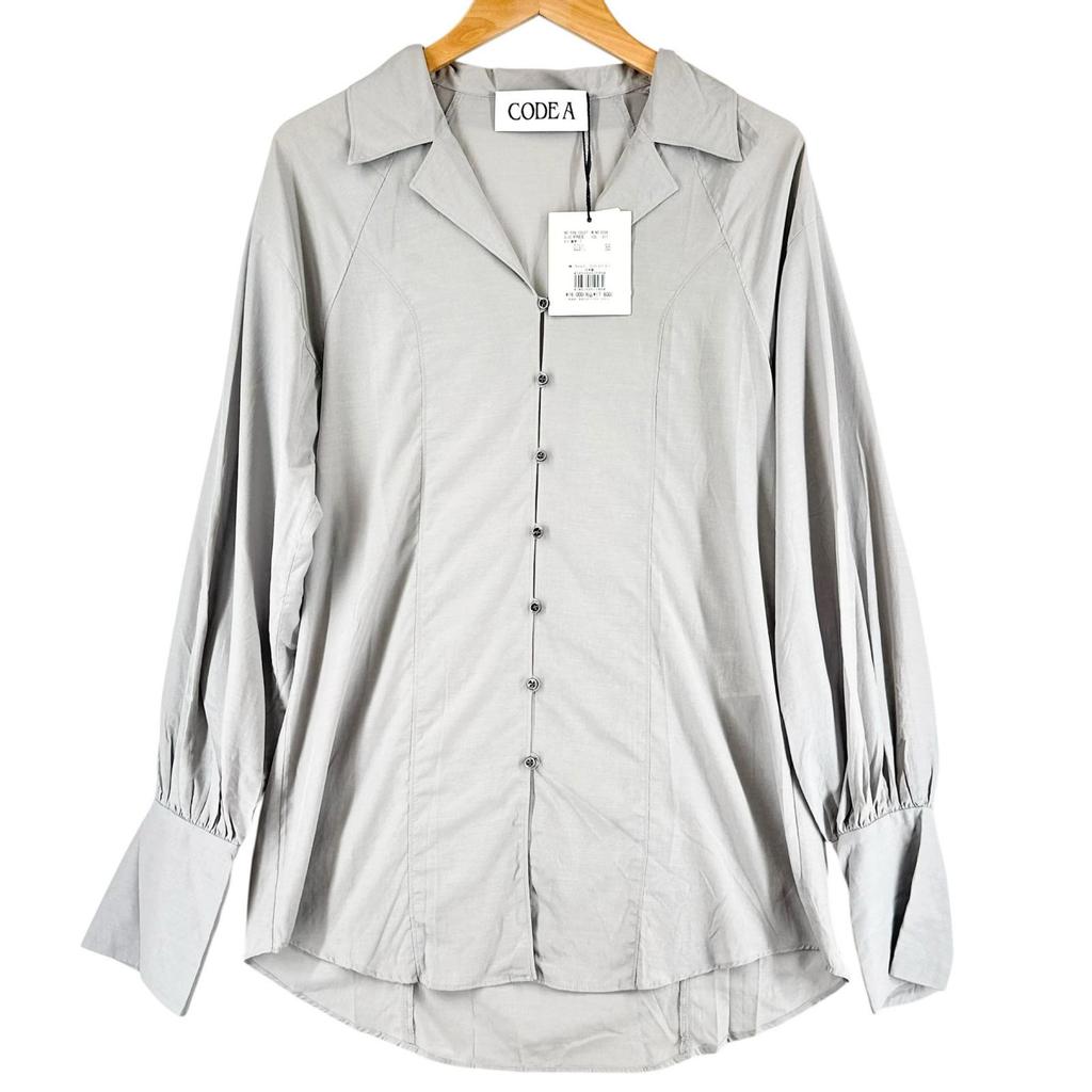 Code A Plain Blouse Gray Women F Long Shirt Used