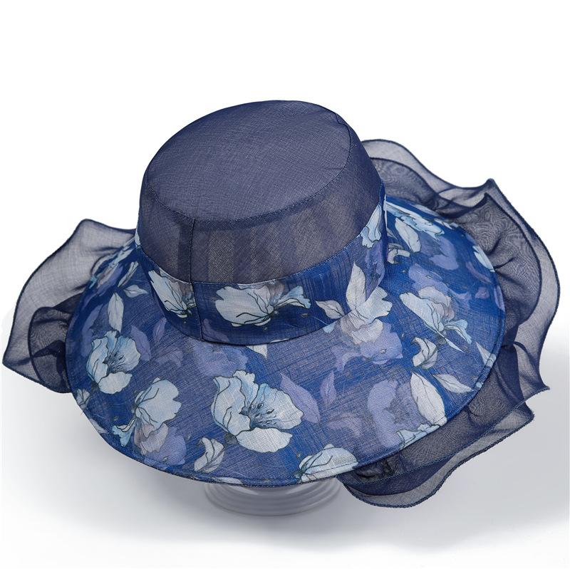 

Hat Ladies Summer Hat New Sunshade Bucket Hat Mom Outdoor Big Eaves Foldable Beach Hat one size Темно-синій