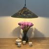 Retro Chinese Bamboo Pendant Light: Nostalgic Straw Hat Design for Hot Pot and Local Cuisine Restaurants