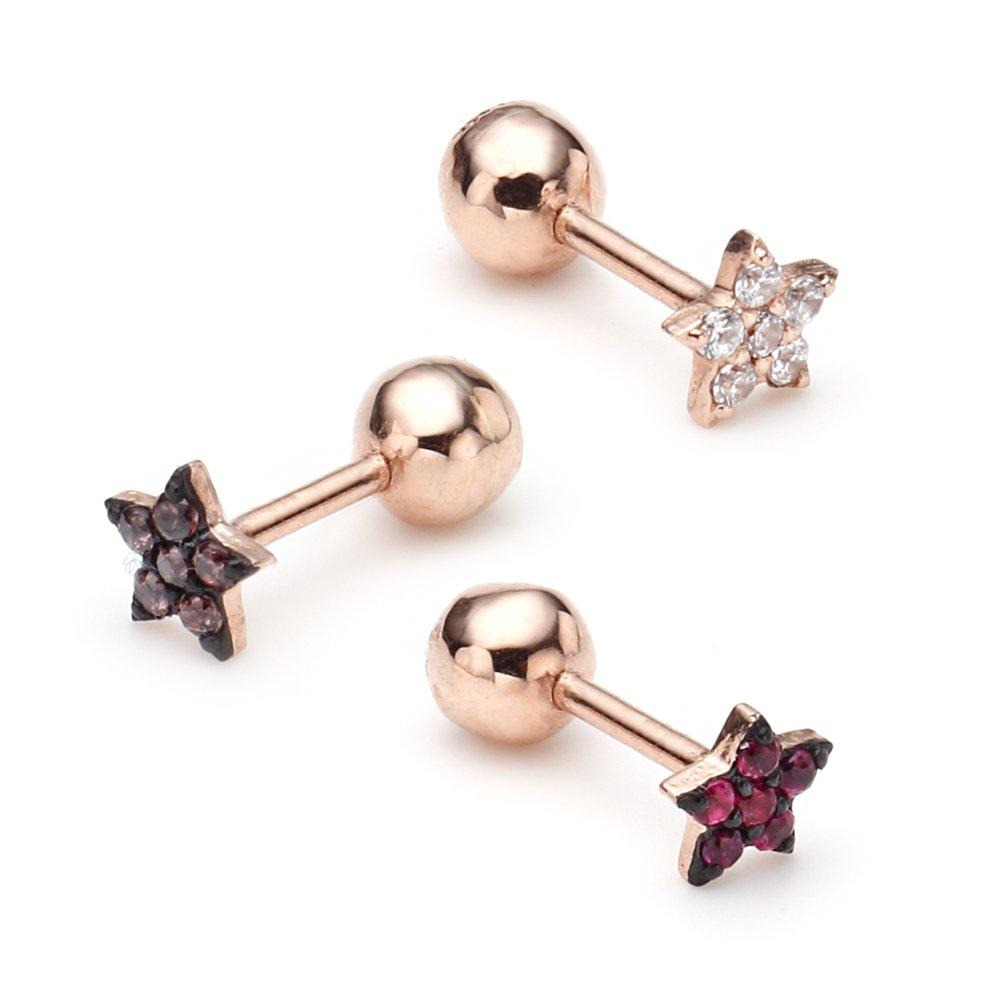[Dorocy] 14K Colored Piercing (1 piece)_White Cubic (H)