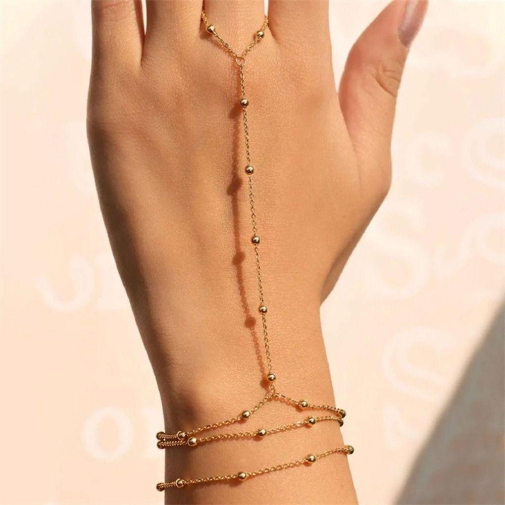 Rhinestone Zircon Butterfly Hand Chain Shiny Silver/Gold Finger Ring Bracelet Hand Adornment Chain Finger Bracelet