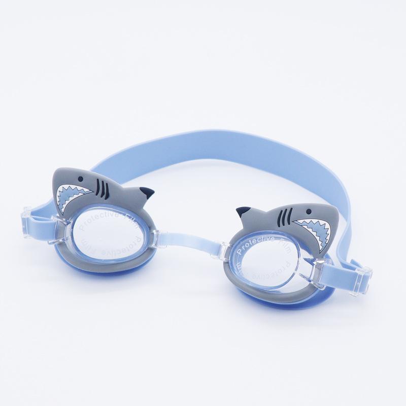 Children s Cartoon Swimming Goggles Blue Shark High Definition Anti-fog Waterproof
