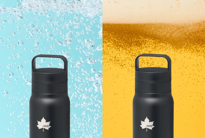 LOGOS ThermoWall Vacuum Insulated Carbonated Drink Bottle 500ml Ash Blue 81286123 For Cold Drinks Camping Mug Slim Direct Drinking (Type 612) - Only,