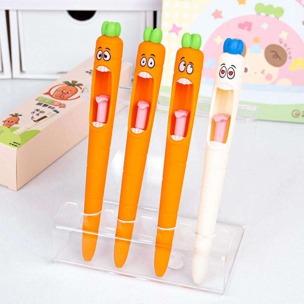 4pcs Scared Carrot Gel Pens Set 0.5mm Ballpoint Halloween Gift Funny Black Color Ink for Writing School