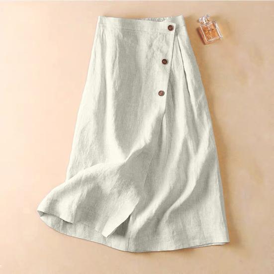 Dámská midi sukně Jednobarevná Velký lem Elastický pas Knoflíček Výzdoba Streetwear Dámská letní sukně s vysokým pasem Dámské oblečení