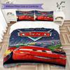 Lightning McQueen Cartoon Prints Bedding, Duvet Cover and Pillowcases, Birthday Gift (1 Duvet Cover + 2 Pillowcases, Pillow Insert Not included)JM007