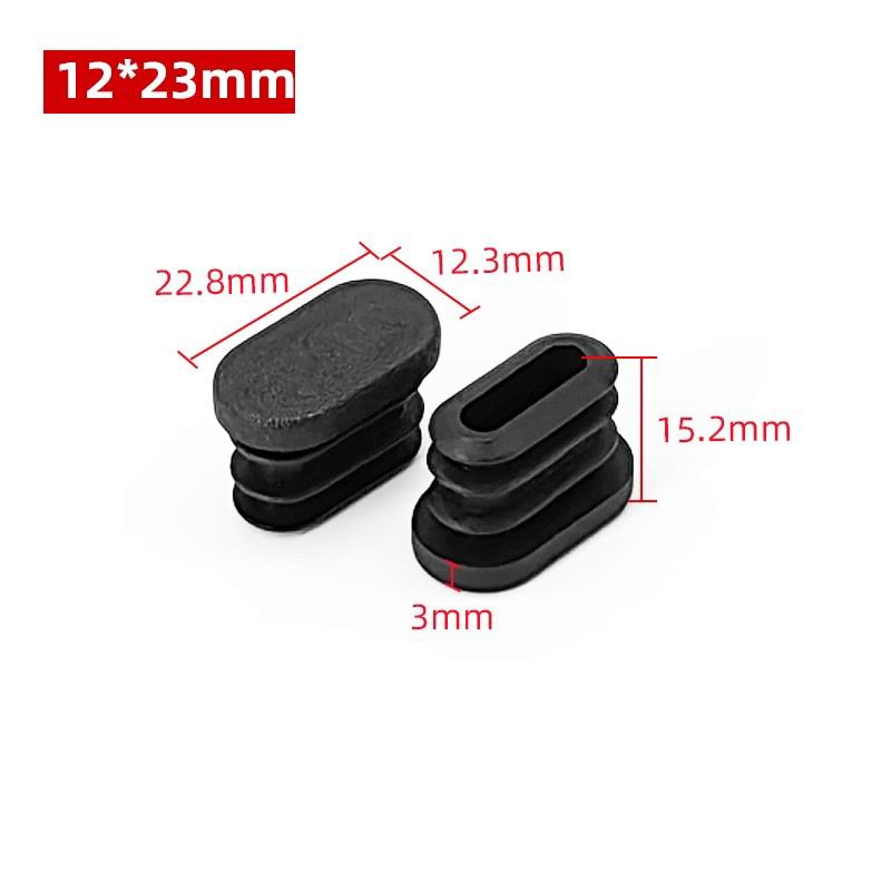 Tapones de Extremo de Cierre de Plástico Rectangular Ovalado Negro para Tubos Tubos Tapones Tapones Tapón para Pies de Mesa Patas de Silla