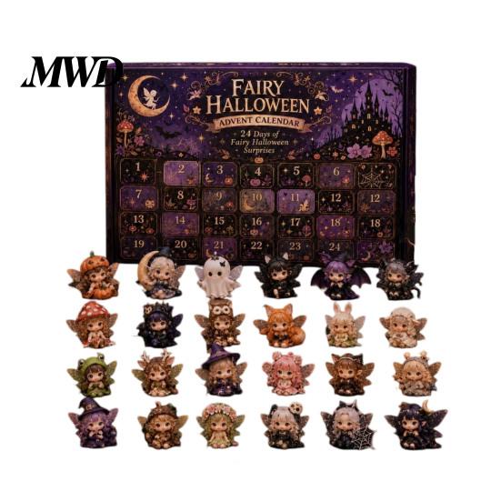 Acrylic Fairy Trinkets Halloween Advent Calendar 2026, 24 Day Countdown with Mini Figurines, Collectible Toy Set for Kids Adults, Party Favors Holiday