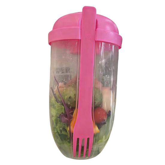 Salad Cup 1000ml Portable Fresh Salad Container with Fork And Dressing Holder красный