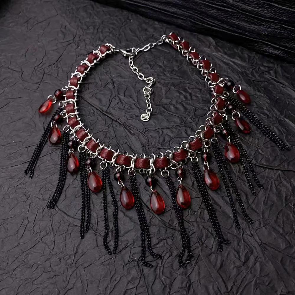 Collarbone Chain Tassel Beads Necklace Vintage Clavicle Chain Trendy Beaded Choker Women