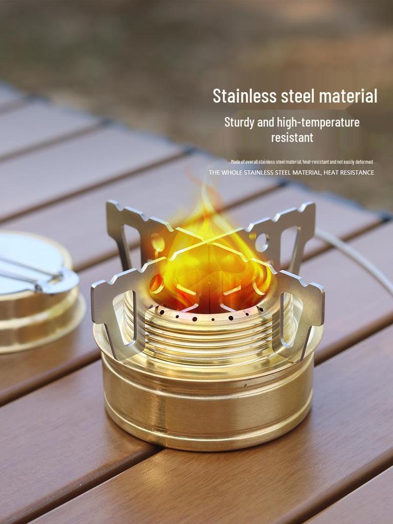 Stainless Steel Outdoor Alcohol Stove Stand - High Temp Resistant Camping Cookware Accessory