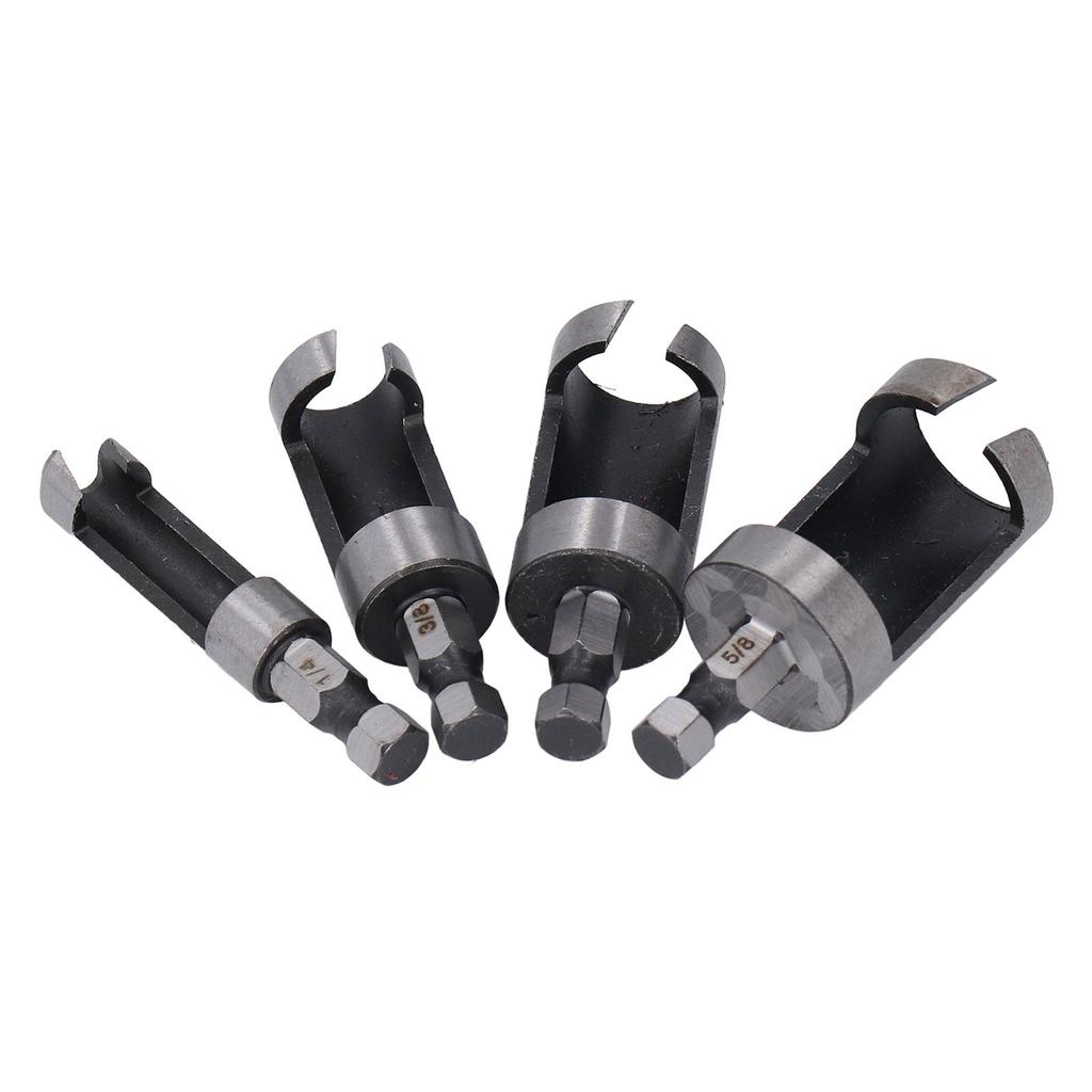 4 Pcs Wood Plug Cutter 1 4 3 8 1 2 5 8in Outer Diameter 1 4in Hex Shank Cork Cork Drill Bit Set for Woodworking