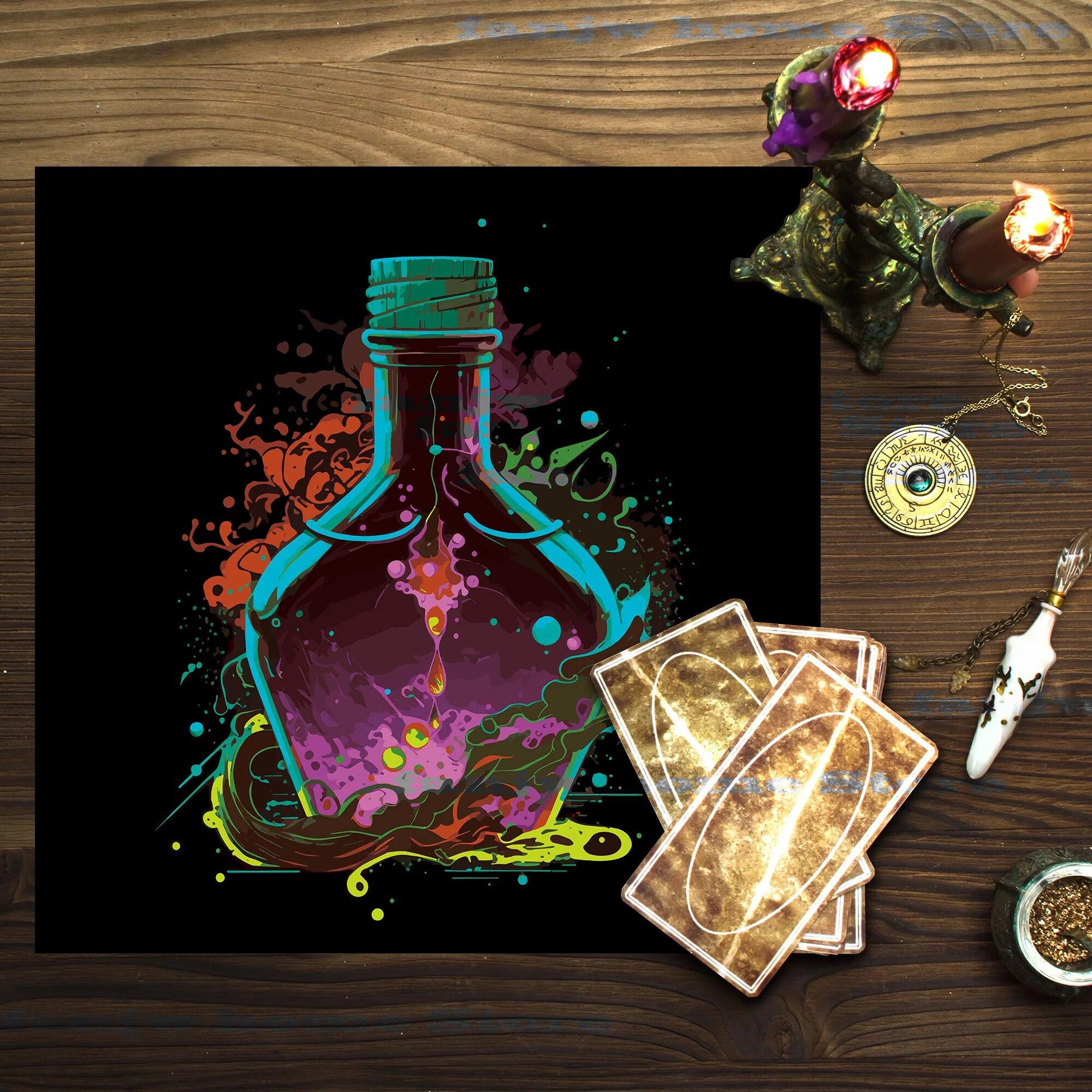 

Волшебная бутылка, скатерть, зелье, декоративный жиронепроницаемый гобелен, домашний декор, кухня 70x70cm