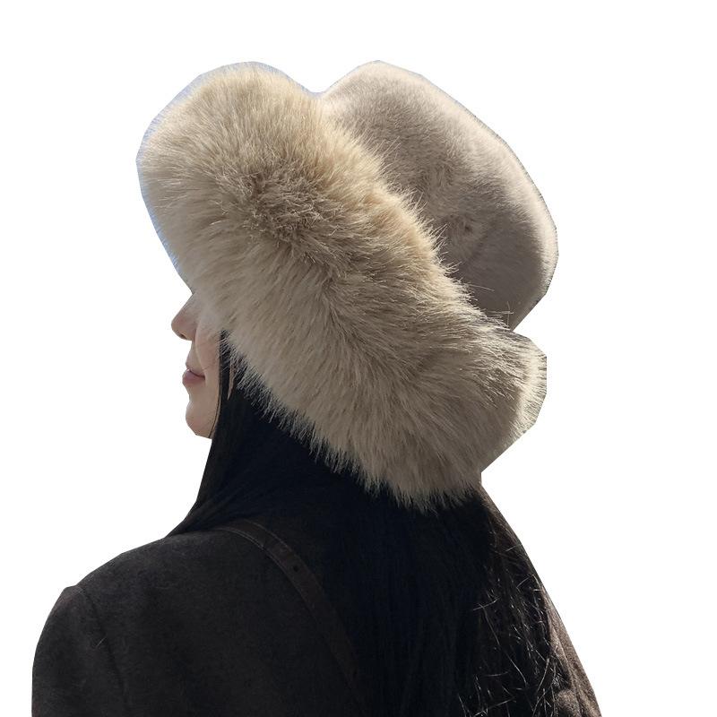 Furry Winter Women's Hat Autumn And Winter Thickened Cold-Proof And Warm Basin Bucket Hat