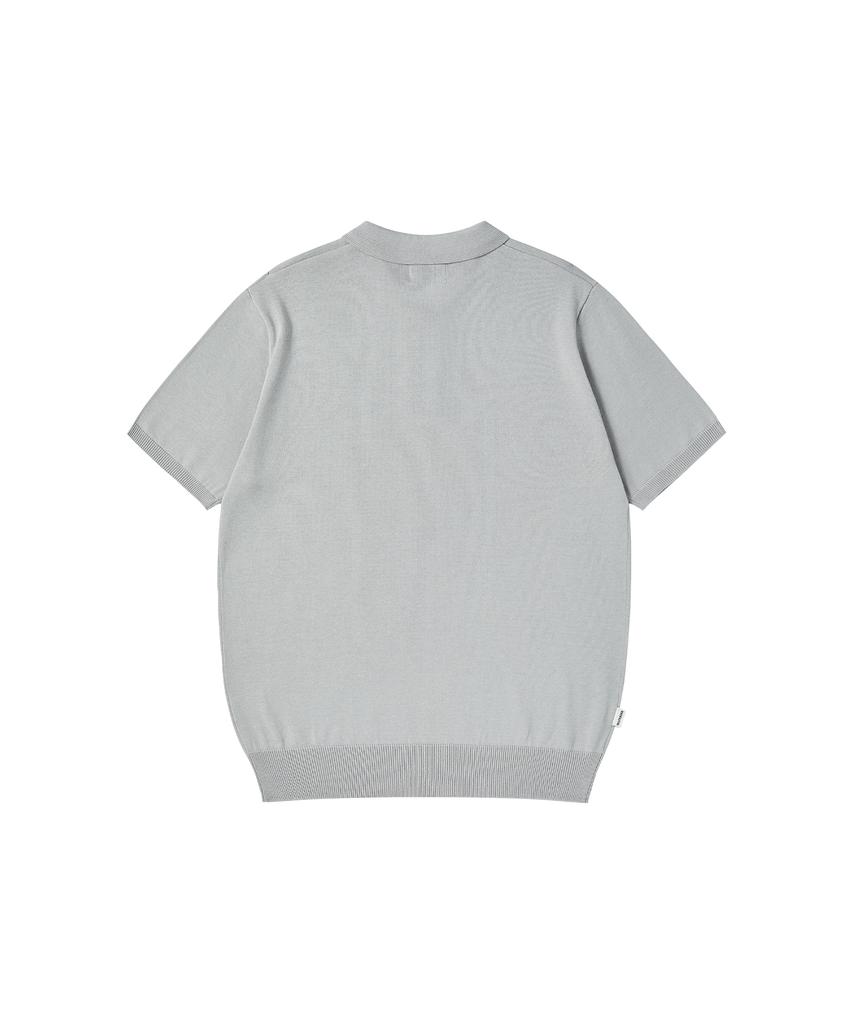 NOWANDTOMORROW Knit Polo Shirt [Light Gray]