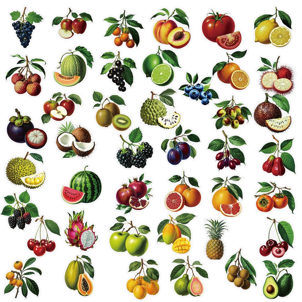 50Pcs/Set 3D Fruits PET Clear Stickers Waterproof DIY Fashion Doodle Decals Stickers (4 Styles)
