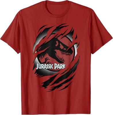 Maglietta Grafica con Logo T-Rex Bianco Luminescente Tagliato di Jurassic Park Maglietta