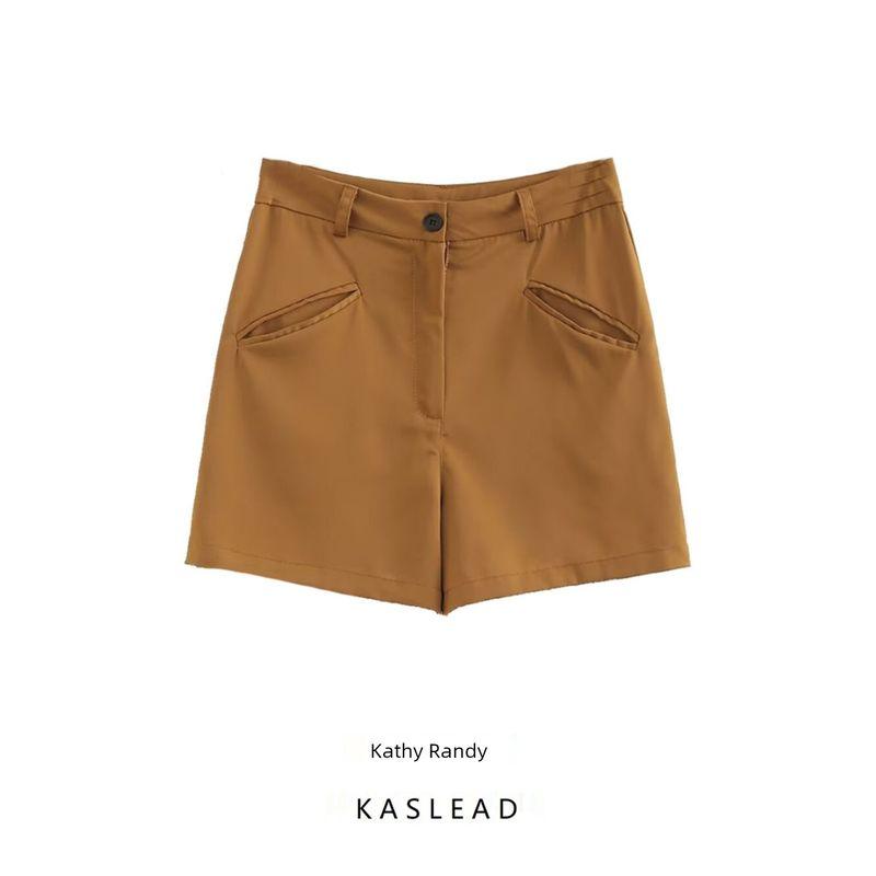 Kaslead New Arrival Women's Clothing Fashion Style Fashion Casual Minimalist Versatile Pocket Decoration Half-Length Shorts