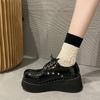 Y2K Rivet Punk Gothic Shoes Girls Lace-Up Chunky Platform Mary Janes Shoes Women Japanese Style Wedges Pumps  PU Leather Shoes