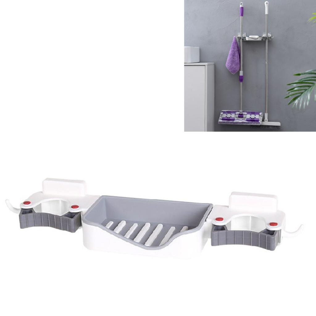 3 In1 Mop Soap Holder Household Mop Clip Wall Mount Hook Bathroom Drain Rack Soap Holder Broom Card Holder for Kitchen
