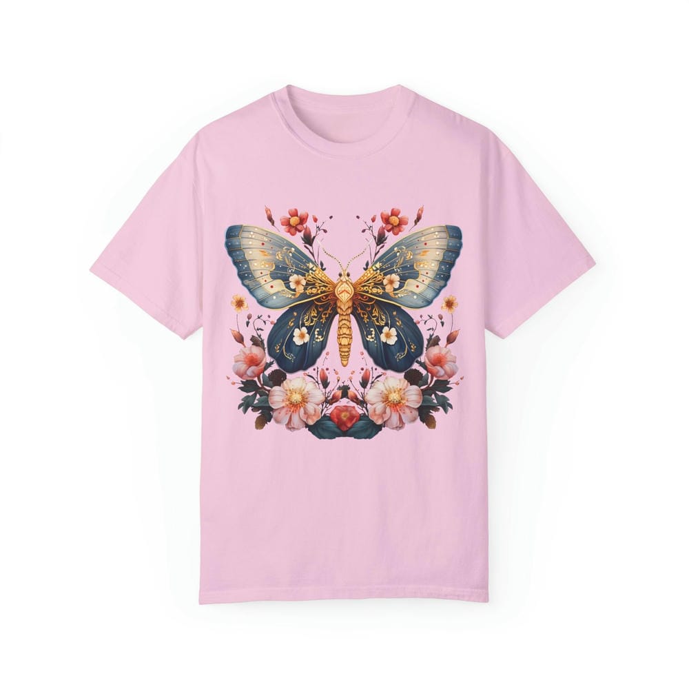 Vintage Women Celestial Moth Tshirt Boho Astrology Print Dark Academia Shirt Crewneck Casual Daily Unisex Y2K Top Streetwear