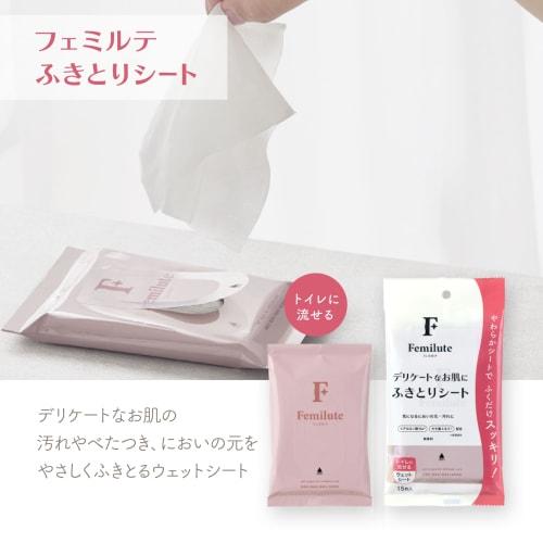 Femirte Delicate Wipes (15 Sheets X 3 Packs / Fragrance-free) Flushable Wet Wipes for Delicate Zones (Portable/Travel/Emergency Preparedness) Mild Aci