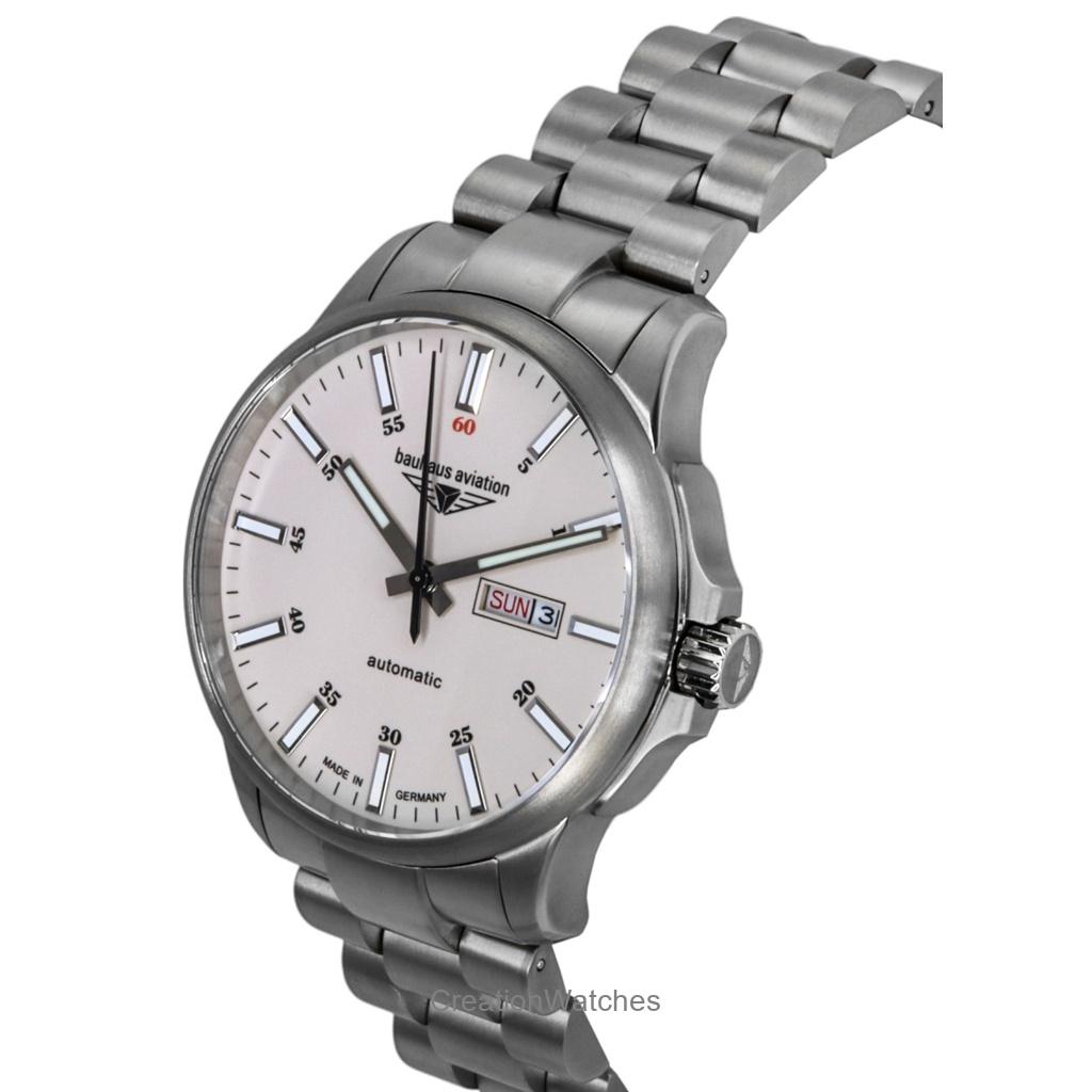 Bauhaus Aviation Titanium Béžový Ciferník Automatické 2866M5 100M Pánské Hodinky