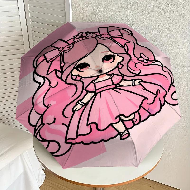 1pc Pink Princess Pattern Umbrella Design Automatic Opening and Closing Umbrella, High-quality Travel Umbrella,  c1128274